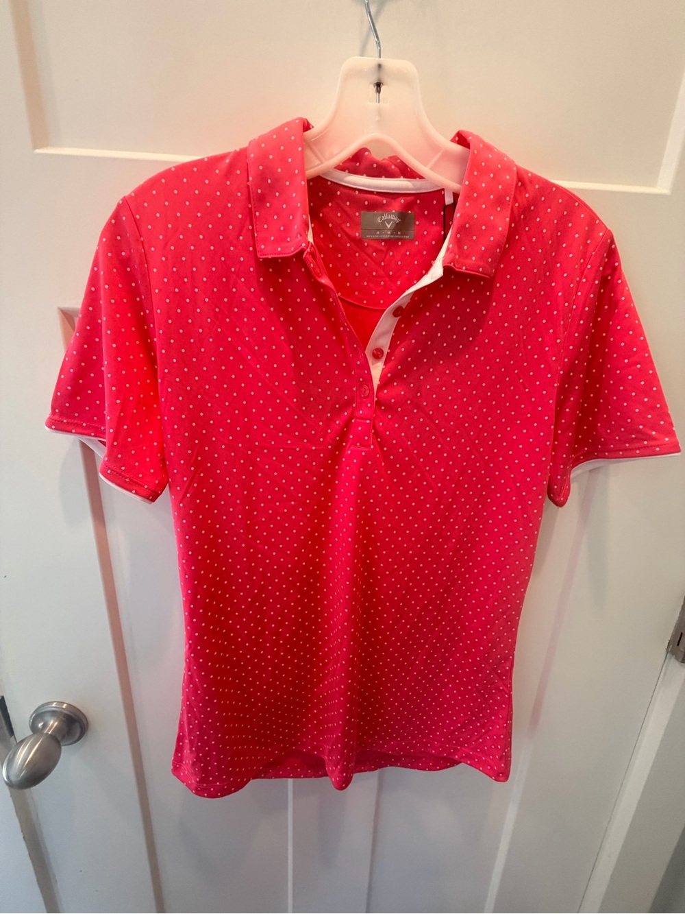 NWT Callaway Women’s M Camellia Rose Polka Dot Golf Polo Shirt
